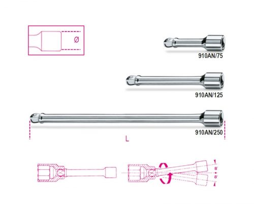 910AN/250 3/8”-os gömbvégű toldó