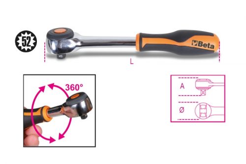 910/58 Irányváltós racsni 3/8" 52 fogú