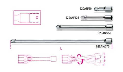 920AN/125 1/2”-os gömbvégű toldó